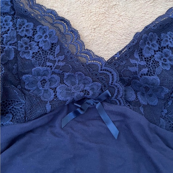 lace ruched cami tank top navy blue - Picture 5 of 6